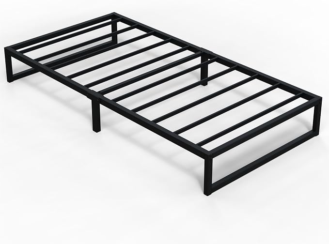 Richwanone 8 Inch Twin Bed Frames Heavy Duty Metal Platform Bed, Black | Twin Size Bed Frames, Metal Platform Mattress Foundation with Steel Slat Support, No Box Spring Needed, Easy Assembly