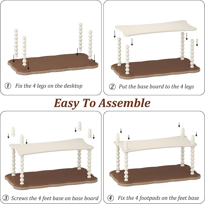 Function Home Farmhouse Coffee Table, 2-Tier Center Table with Storage Shelf, 39.8" French Country Rectangle Accent Table with Natural Tray Top and Spindle Legs for Living Room Balcony, Antique White