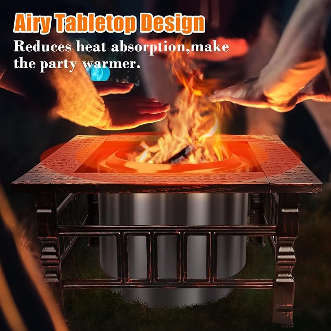 Fire Pit Tabletop for Solo Stove Bonfire & Ranger | 32" Powder-Coated Steel Surround | Heat-Resistant Outdoor Fire Pit Table