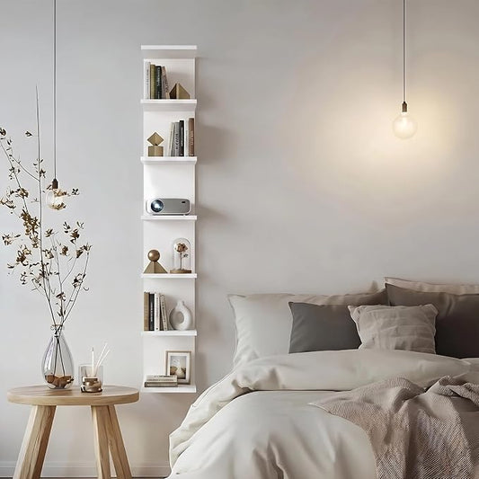 Homaterial 7 Tier Floating Shelf for Wall - Simple Display Shelf for Small Spaces, Decorative Hanging Shelf for Room Decor, Entryway, Dressing Room, Bedroom and Bathroom,White