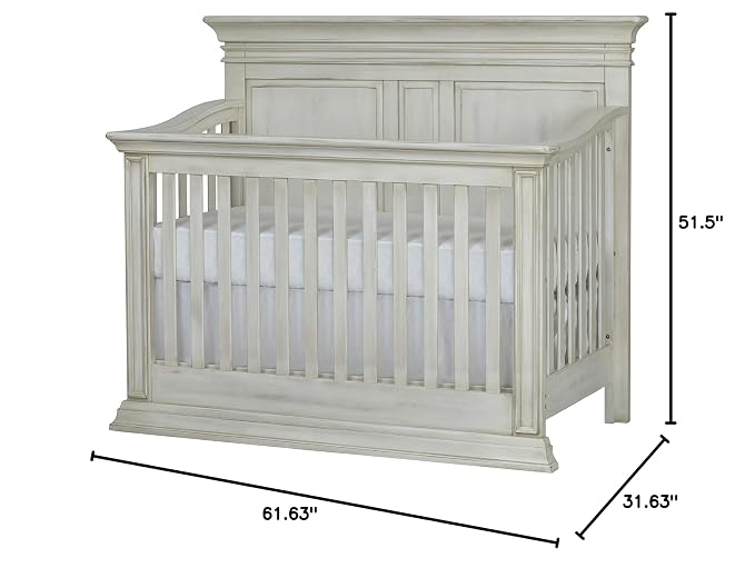 Baby Cache Vienna 4 in 1 Convertible Crib, Antique White