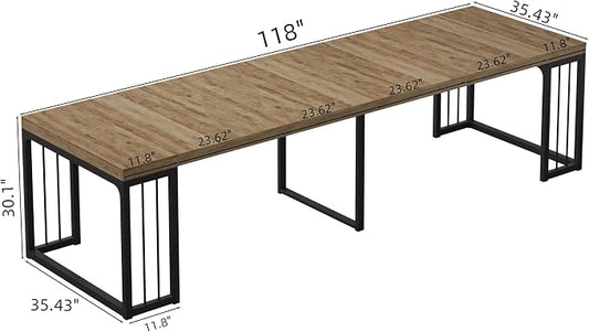 Lasageldar 118" Extendable Dining Table for 2-10 People, Modern Space-Saving Wood Dinner Table for Kitchen Dining Living Room Outdoor Patio (Accent Oak)