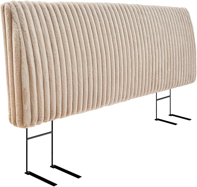4.7" Upholstered Modern Headboard for King Size Bed, Height Adjustable and Ergonomic Headboard, Easy Assemble, Sturdy and Durable, Faux Rabbit Fur, Light Camel