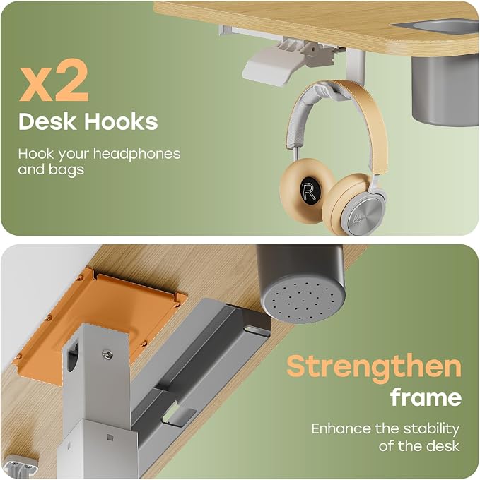 Mobile Standing Desk with Drawer, 28" Rolling Desk with Cup Holder and Hooks, Portable Laptop Workstation on Wheels, Height Adjustable Cart with Storage for Home Office, Maple