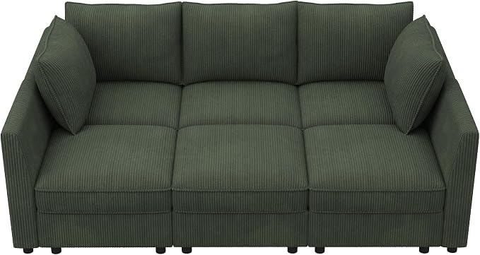 HONBAY Modular Sofa Sectional Sleeper Couch with Storage Modular Couch Convertible Couches for Living Room - Green