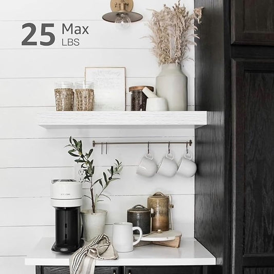 QEEIG Floating Shelves for Wall Bathroom Shelf Bedroom Kitchen Living Room Hanging Book Shelves Small Farmhouse Decor 16 inch Set of 3, White (015-W3)