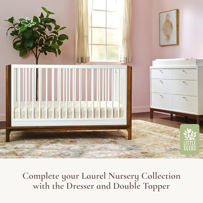 Little Seeds Laurel 4-in-1 Convertible Baby Crib to Toddler Bed in Black/Chestnut