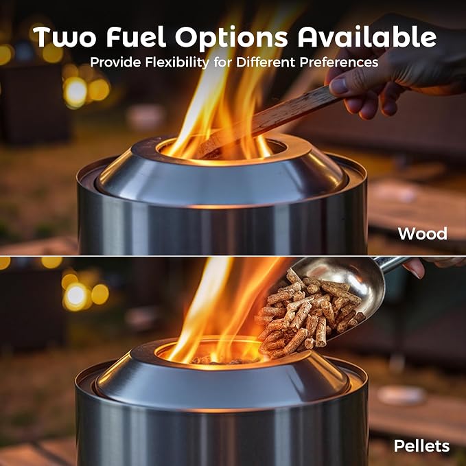 BALI OUTDOORS 6.5 inch Tabletop Fire Pit Round, Stainless Steel Table Top Firepit Small, Outdoor Smokeless Firepit Portable, Silvery