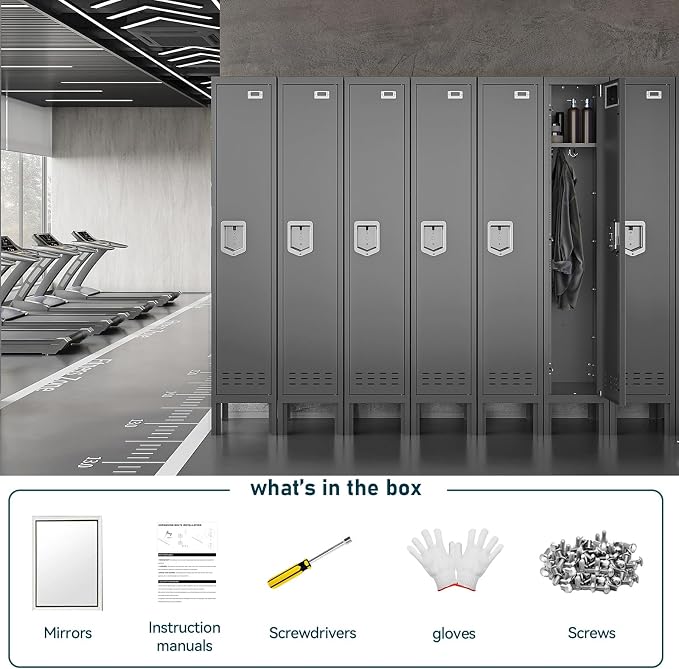 BUTISOW Metal Lockers - 66" Height Steel Lockers for Employees with Door Storage Locker with Card Slot for Employees Gym School Home Office Garage - Assembly Required