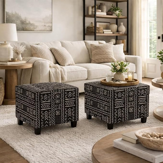 HomePop 18" Classic Square Storage Ottoman - Onyx