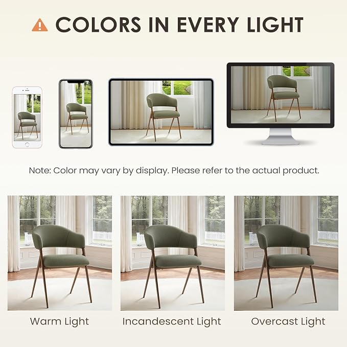 COLAMY Dining Chairs Set of 4, Mid Century Modern Dining Room Kitchen Dinner Chairs with Iron Legs, Open Back and Padded Seat, for Living Room/Bedroom/Restaurant/Cafe, Green