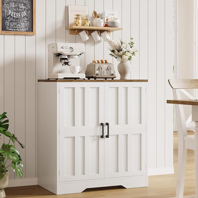 Sideboard Buffet Cabinet, Modern Farmhouse Kitchen Storage Cabinet, Small Modular Accent Cabinet Coffee Station Bar Media Console Table Credenza for Kitchen Dining Room, Living Room Entryway Hallway