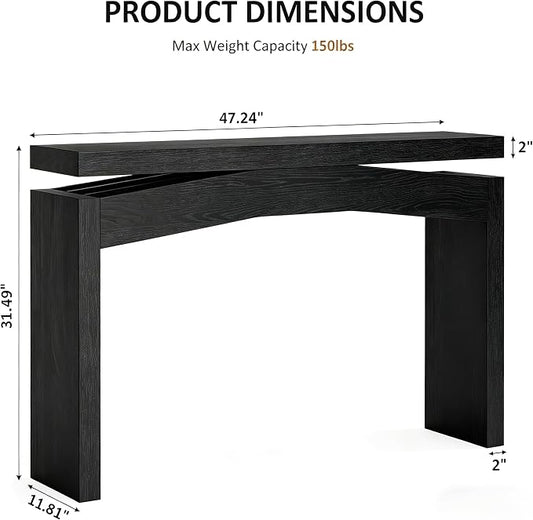 Celaform Console Table for Entryway, 47.2 Inch Long Sofa Table Behind Couch, Farmhouse Wood Style Accent Foyer Entrance Tables for Living Room, Hallway, Easy Assembly (Black)