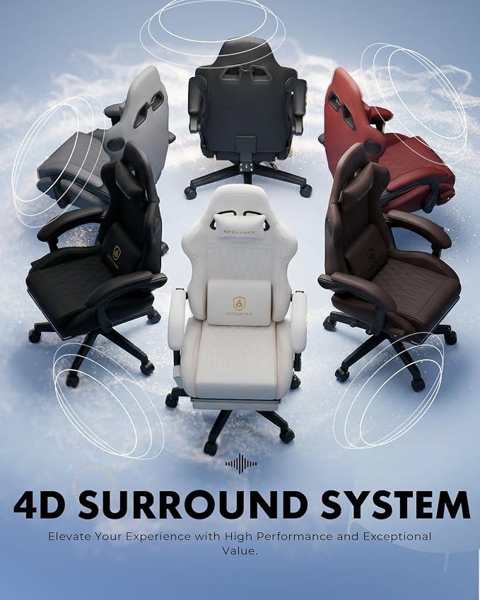 GTPLAYER Gaming Chair with Speakers, Video Game Chairs with Footrest, PC Gamer Chairs for Adults - Padded High Back Ergonomic Reclining Silla Gamer, Linkage Armrest, Ace Pro, Wine Red New