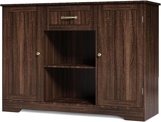 Gizoon 45" Kitchen Sideboard Buffet Cabinet with Storage Coffee Bar Cabinet with Drawer, Kitchen Pantry Storage with Door and Shelves for Bathroom and Living Room, Dark Brown