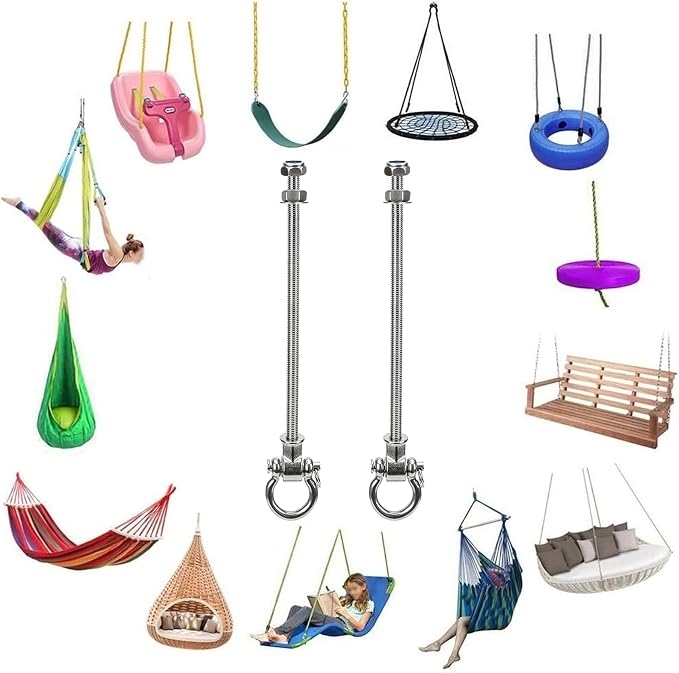 2-Pack Heavy Duty Swing Hangers with Bearings- 304 Stainless Steel Swing Set Brackets, 1500LB Capacity for Porch Swings, Hanging Chairs, Punching Bags, Gym Equipment