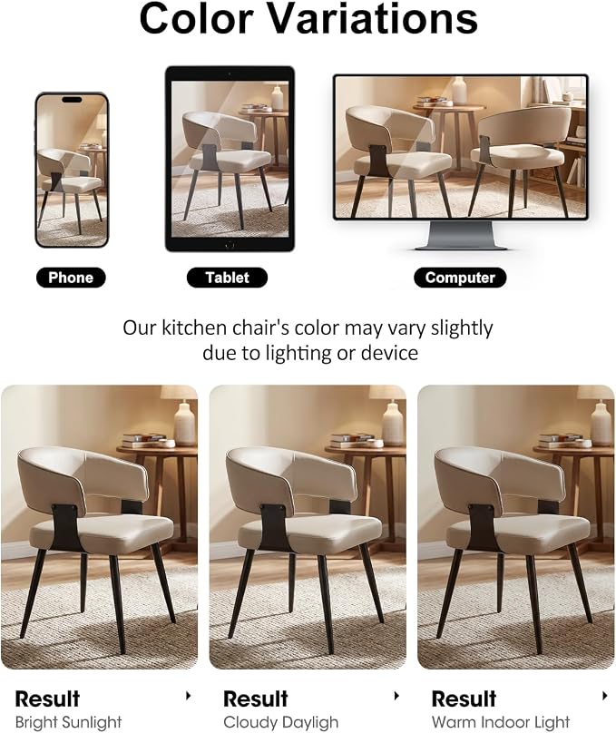 Dining Chairs Set of 6, Modern Upholstered PU Leather Kitchen & Dining Room Chairs with Curved Open Back Metal Legs, Kitchen Chairs for Dining Room Restaurant (Gray, Set of 6)