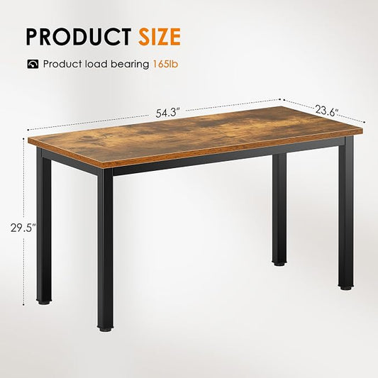 DlandHome Large Computer Desk, Composite Wood Board, Decent and Steady Home Office Desk/Workstation/Table 54.3inch Retro Black