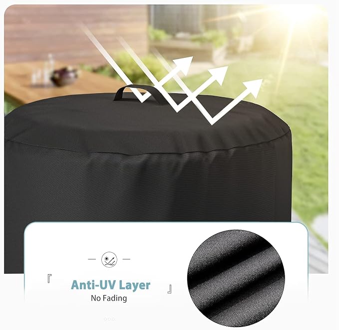 SHINESTAR Fire Pit Cover , Fits for 27"-29" Inch Fire Pit Table, Gas Fire-600D Heavy Duty Fabric, Waterproof and Windproof, 29 Dia x 18 H, Black