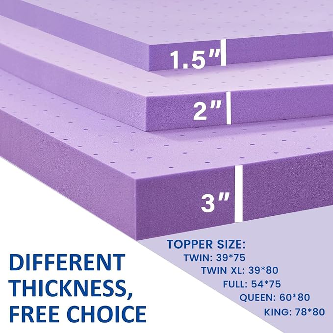 SINWEEK 1.5 Inch Gel Memory Foam Mattress Topper Ventilated Soft Pressure Relieve Mattress Pad, Breathable Bed Topper, CertiPUR-US Certified, Twin Size