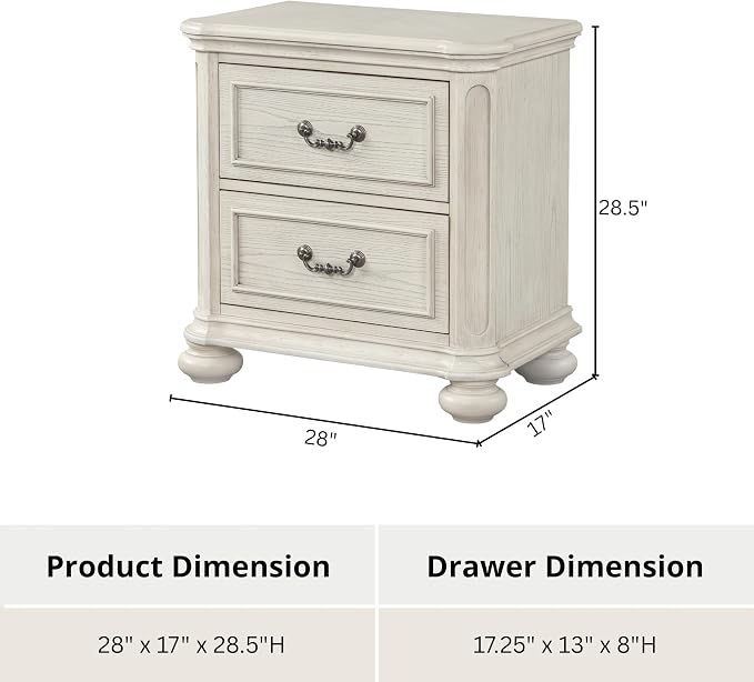 Roundhill Furniture Nelson French Traditional 5-Piece Bedroom Set, Antique White, Queen