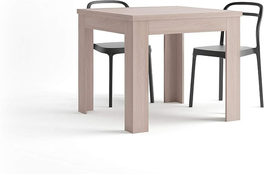 Mobili Fiver, Square extendable Dining Table, Eldorado, 35.4(70.9) x35.4 in, Pearled Elm, for 4-8 People, Expandable Dining Table for Kitchen, Italian Furniture