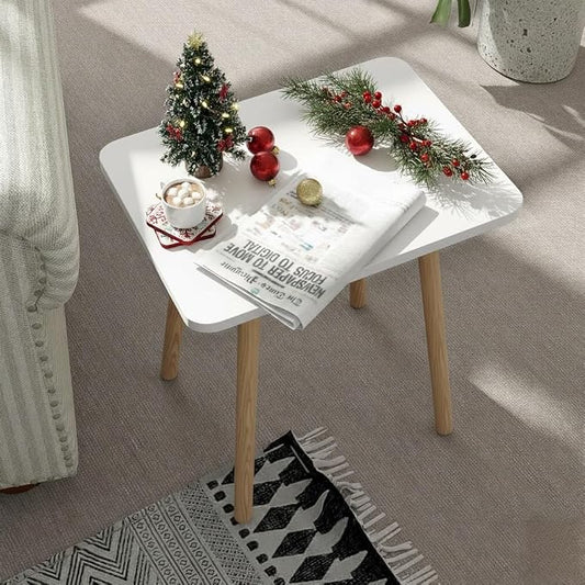 FORAOFUR White End Tables Set of 2, Small Side Tables Accent Tables Living Room, Boho Side Table with Wooden Legs, Easy Assembly | 2 Pack white wood, modern rectangular, fits living/bedroom/balcony, compact, versatile, sturdy nightstand