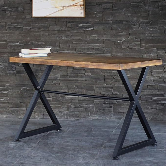 Computer Desk Contemporary Industrial Table for Home Office and Hallway, Black Wood Top with Metal Legs, Sturdy Hardwood Construction, 30" H x 47.2" W x 23.6" D, Some Assembly Required