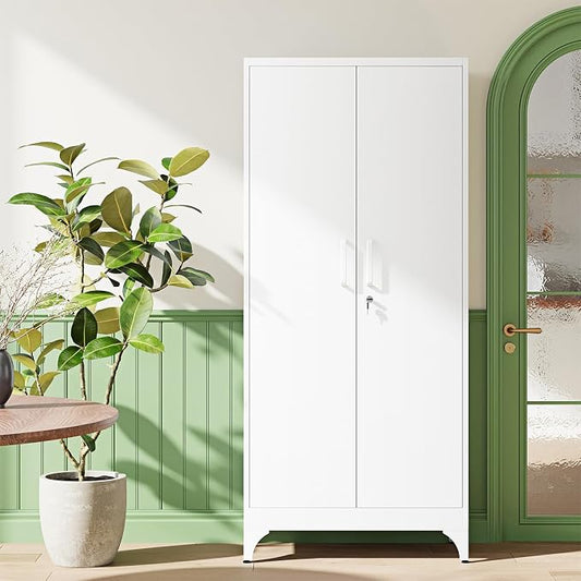 Letaya 71" H Metal Storage Cabinet with 2 Doors and 4 Shelves,Tall Kitchen Pantry Cabinets,Utility Pantry Organizers for Cupboard/Dining/Bathroom/Home Office/Garage, Steel Tool Cabinets
