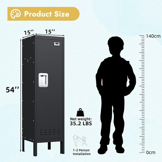 BUTISOW Metal Kids Locker,Metal Cabinet Storage Lockers,Lockable for Employees with Door,54" Height Steel Locker,Lockable Steel Locker for Children's Room, Playroom, School,Gym