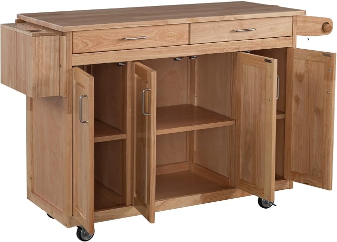 Homestyles General Line Natural Mobile Kitchen Cart, 54"W