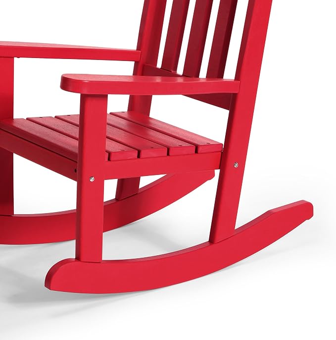 Costaelm Paradise Kids Outdoor Preschool HDPE Plastic Rocking Chair (Set of 2), Red