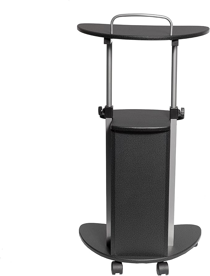 Techni Mobili Sit-to-Stand Rolling Adjustable Height Laptop Cart with Storage, Graphite, 22 x 16 x 46