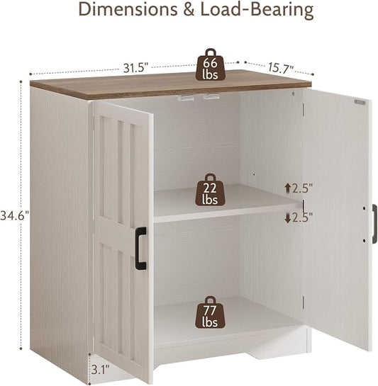 Sideboard Buffet Cabinet, Modern Farmhouse Kitchen Storage Cabinet, Small Modular Accent Cabinet Coffee Station Bar Media Console Table Credenza for Kitchen Dining Room, Living Room Entryway Hallway