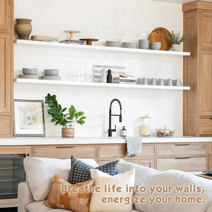 Forbena White Floating Shelves for Wall 36 Inches Long, Modern Wall Shelf for Living Room Decor, Large Deep Floating Shelf for Bedroom Home Office Closet Laundry Room Bathroom (3-Pack)