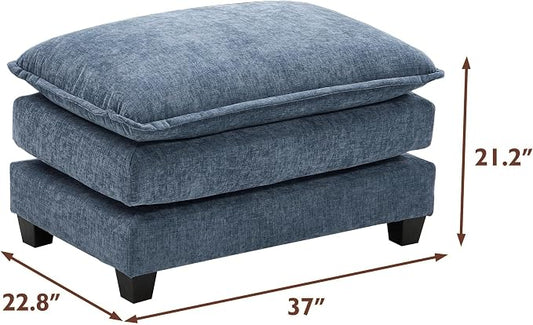 Ihanherry Ottoman for Modular Sectional Cloud Sofa, Chenille Deep Seat Couch for Apartment, Living Room and Bedroom, Blue