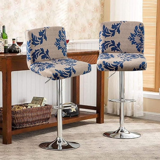 Levoberg Bar Stools Cover Set of 4 Printed Armless Swivel Barstools Slipcovers with Backs Stretch Square Counter Height Bar Stools Covers Mid Low Back Chair Cover for Kitchen Dining Room Bar #2