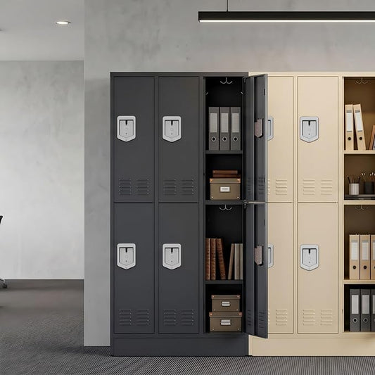 BUTISOW 6 Door Metal Storage Locker for Employees, Heavy Duty Steel School | Locker with Lift Up Handle & Recessed Hasp, Gym Office Lockers with Adjustable Shelves & Hooks, 72"H x 35.4"W x 15.75"D, Grey
