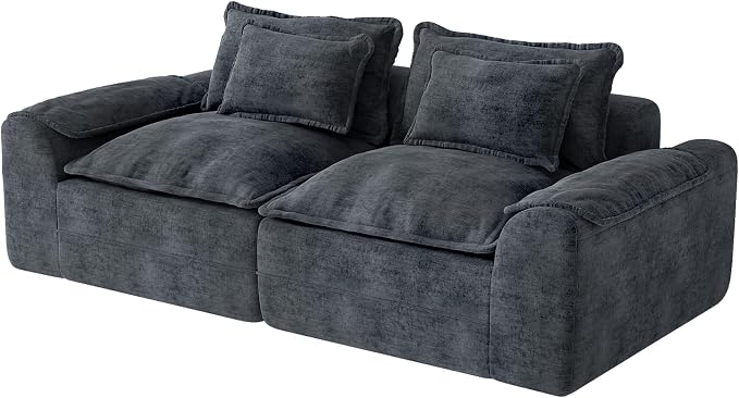 Hobestluk 87" Cloud Sectional Couch Loveseat with Deep Seat 2-Seater with Removable Cover Large Sofa Couch for Living Room (Blue Grey, Loveseat Sofa)