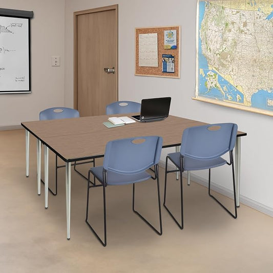 Romig Arco 66 x 24 in. Training Seminar Table- Noble Oak Top, Chrome Tapered Legs