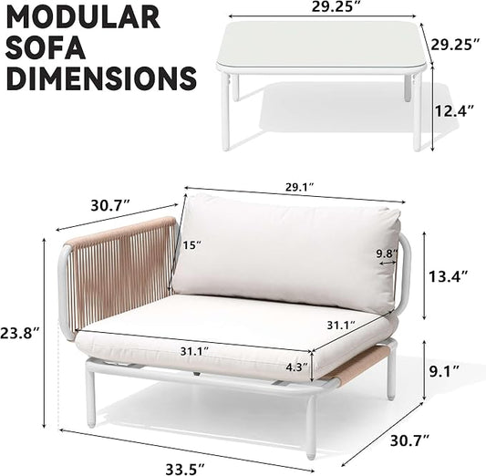 Crestlive Products Outdoor Patio Furniture Set with Coffee Table, 6 Seater Modular Oversized Patio Conversation Set with Cushions, Modern Sectional for Backyard, Deck, Porch, or Poolside