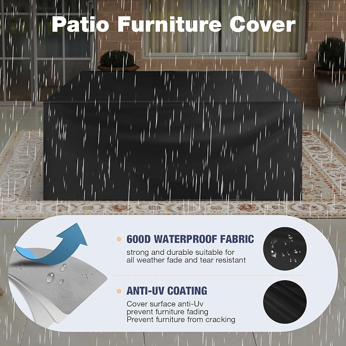 Aoxun Aluminum Patio Furniture Set with Umbrella 7 Seats, Oversized Outdoor Sectional with Washable Thick Cushions, Coffee Table, Patio Conversation Sets for Porch, Balcony, Deck