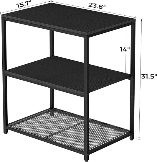 Homleke Kitchen Island with 3 Shelves, Kitchen Shelf with Large Workstation, Bakers Rack, Workbench, Metal Frame, Black