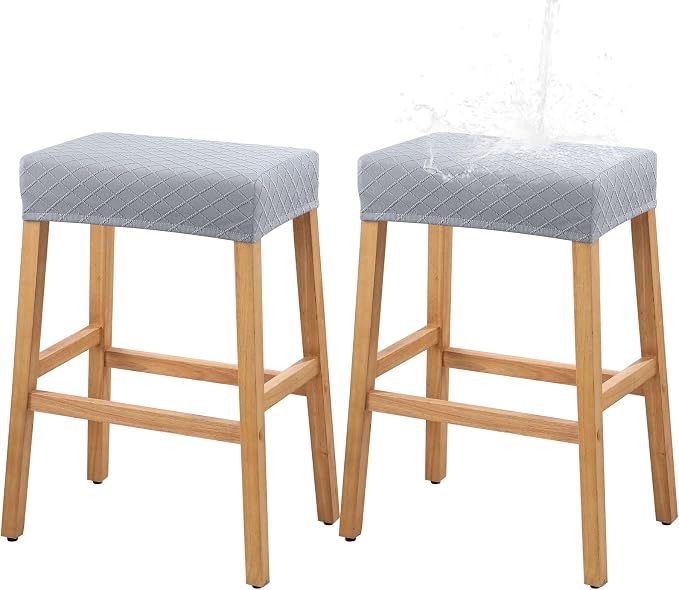 YISUN Stool Covers Rectangle - 2 Pack Stretch Waterproof Saddle Seat Cover Counter Bar Stools Bar Chairs Covers Kitchen Island Chairs Cushion Protector