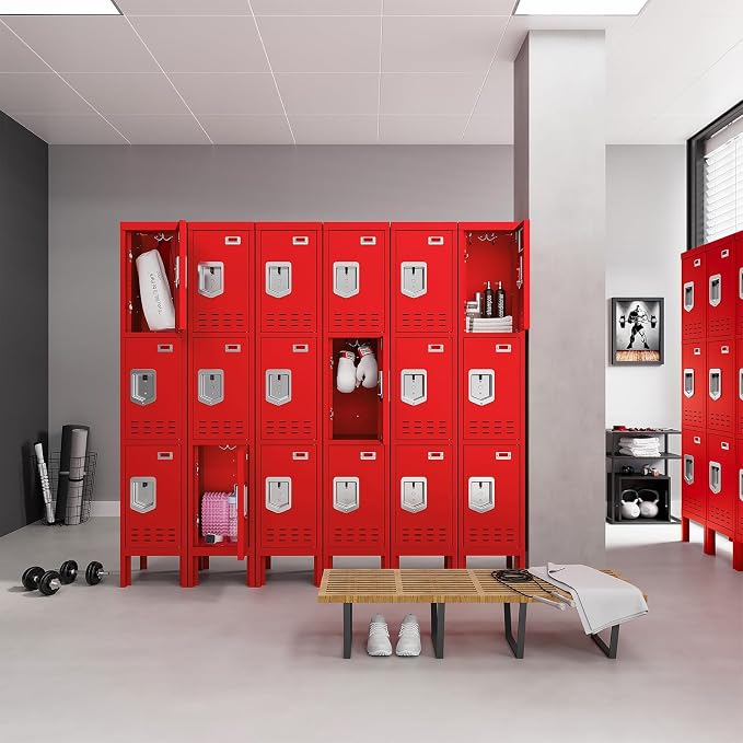 BUTISOW Metal Lockers - 66" Height Steel Lockers for Employees with 2 Door Storage Locker with Card Slot for Employees Gym School Home Office Garage - Assembly Required