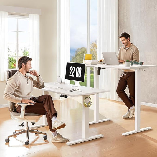 WALKINGDESK 40x24 Inches Whole Piece Electric Standing Desk, Seamless One Piece Height Adjustable Sit to Stand up Desk for Home Office, Ergonomic Computer Workstation, White
