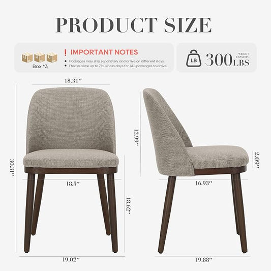 COLAMY Upholstered Dining Chairs Set of 6, Modern Kitchen Chairs with Back, Fabric Side Dining Room Chairs with Wood Legs for Kitchen Dining Room Restaurant, Camel