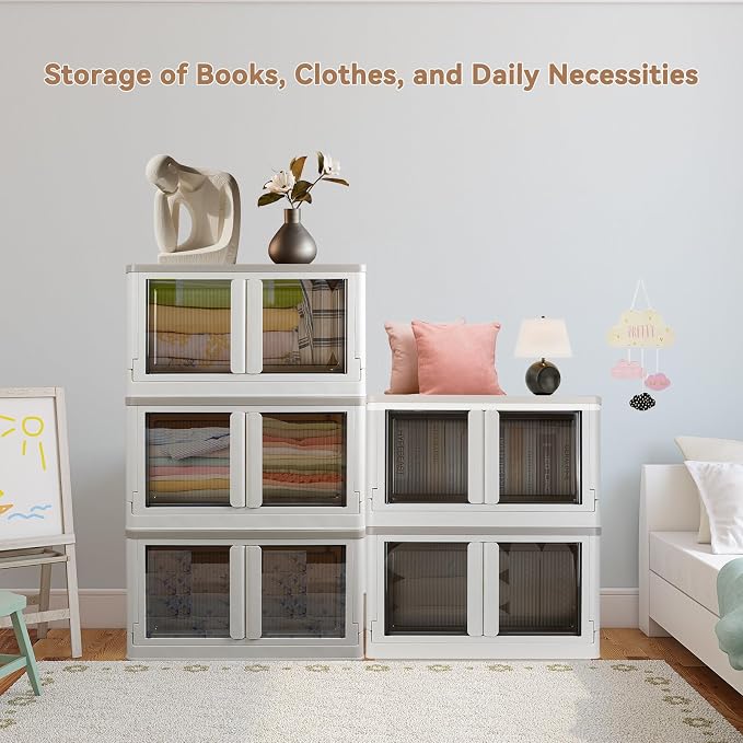Storage Box, Cabinet with Lids, Extra Large Useful Box, 19 Gallons (72L) Capacity (Each One), 2 Packs, Collapsible, Installation Free, Nice for Home Organization