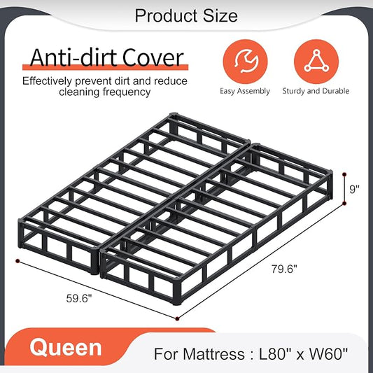 Yicensen 9 Inch Split Queen Box Spirng High Proflie Metal Box Spring for Queen Bed with Fabric Cover,Heavy Duty, Mattress Foundation, Easy Assembly, Noise Free