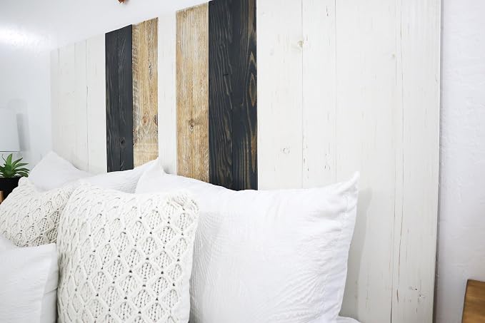 Barn Walls Gray Satin Sash Design, Multicolored, Solid Wood Headboard, Floating Panels, Wall Mount, Adjustable Height, Easy Installation, King Size